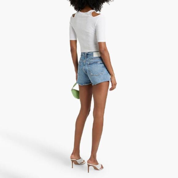 EB Denim Asymmetric Distressed Denim Shorts - Size 26 - Picture 3 of 11